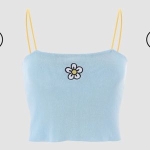 NWT! Cider blue ribbed crop top with flower